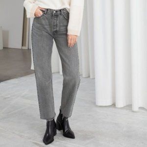 Grey Vintage Wash Straight Leg Jeans